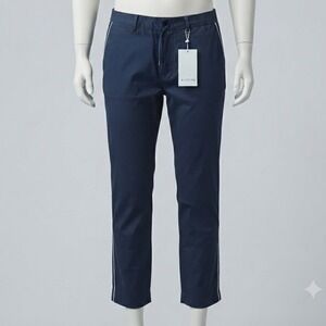 Wildfang Navy Blue Side Stripe Drawstring Trousers Pants Mens Large NEW